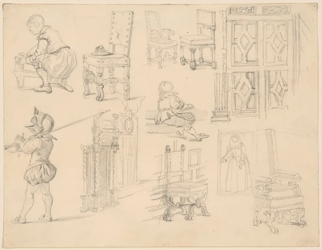 Sketches Of Baroque Costumes And Furniture
