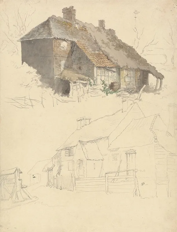 Sketches Of Cottages Two Studies On One Sheet