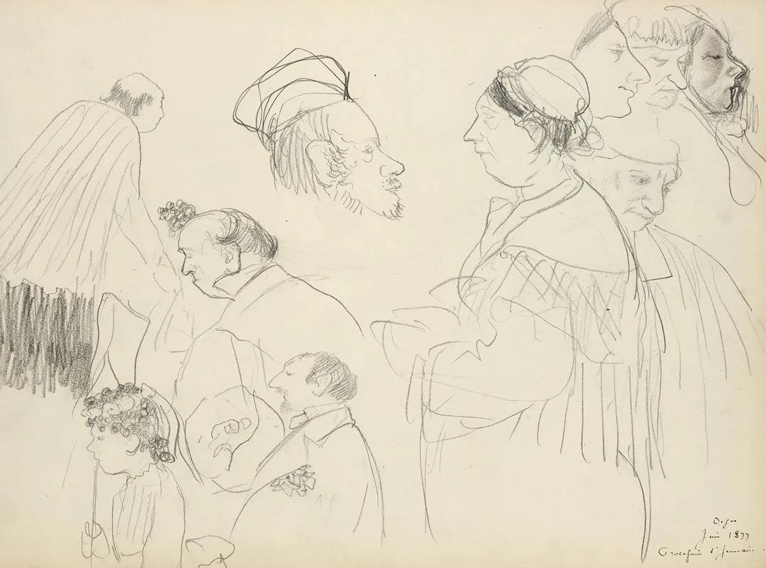 Sketches Of Figures At A Funeral