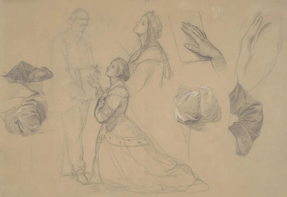 Sketches Of Figures Of The Queen And Jasko Of Teczyn For The Painting Queen Jadwigas Oath