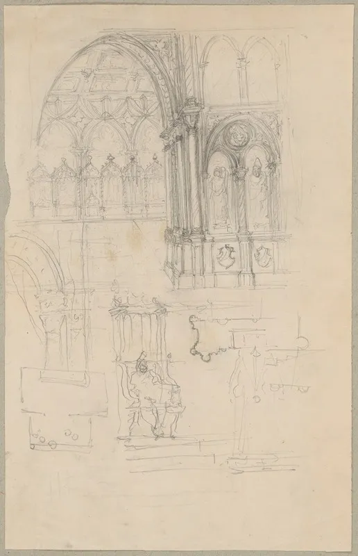 Sketches Of Fragments Of Gothic Architecture