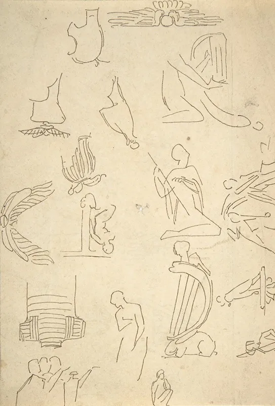 Sketches Of Miscellaneous Egyptian Details And Figures by William Pitts - Canvas Print
