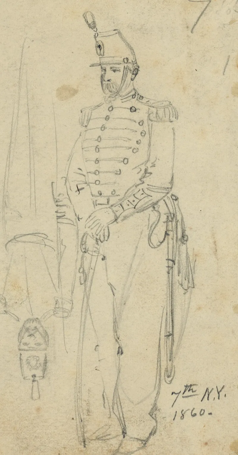Sketches Of Soldiers Wearing The 7th New York Cavalry Regiment Uniform