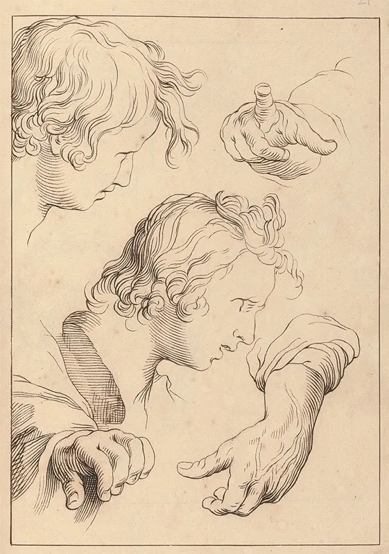 Sketches Of Various Hands And Heads by Hamlet Winstanley - Canvas Print