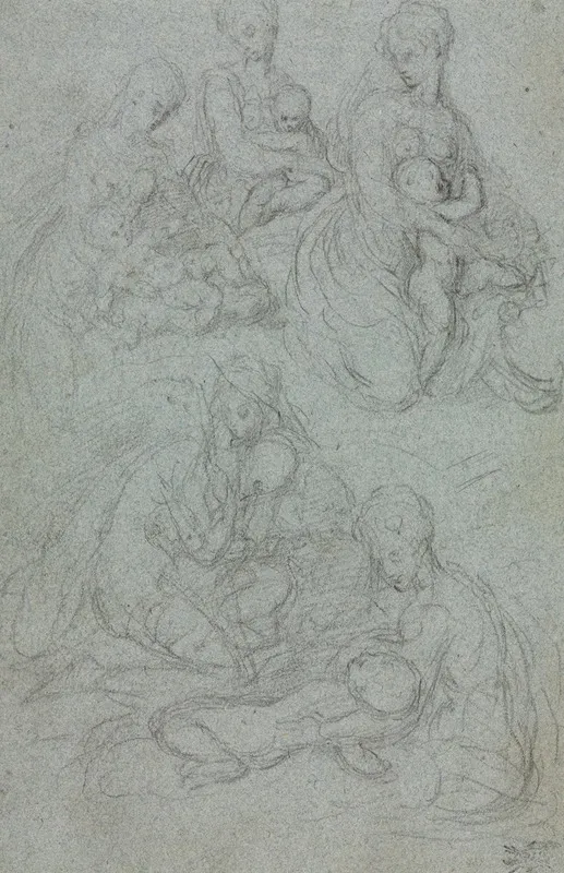 Sketches Of Virgin And Child by Giulio Campi - Canvas Print