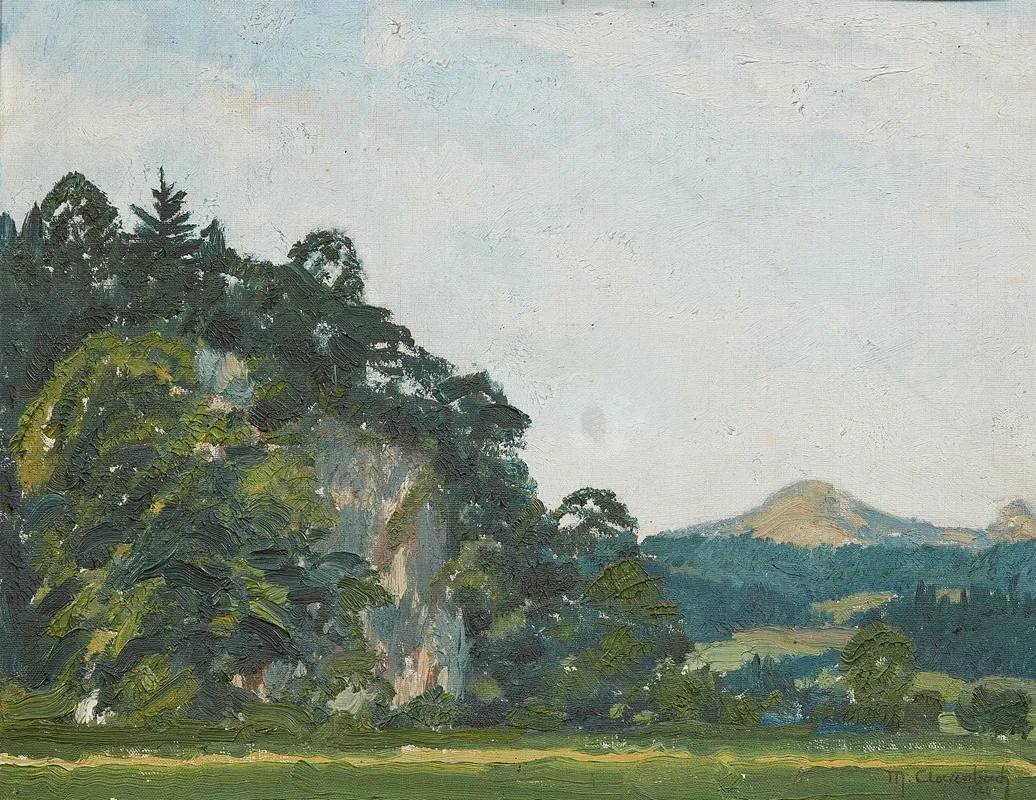 Skizze Mit Gebirgslandschaft by Max Clarenbach - Canvas Print