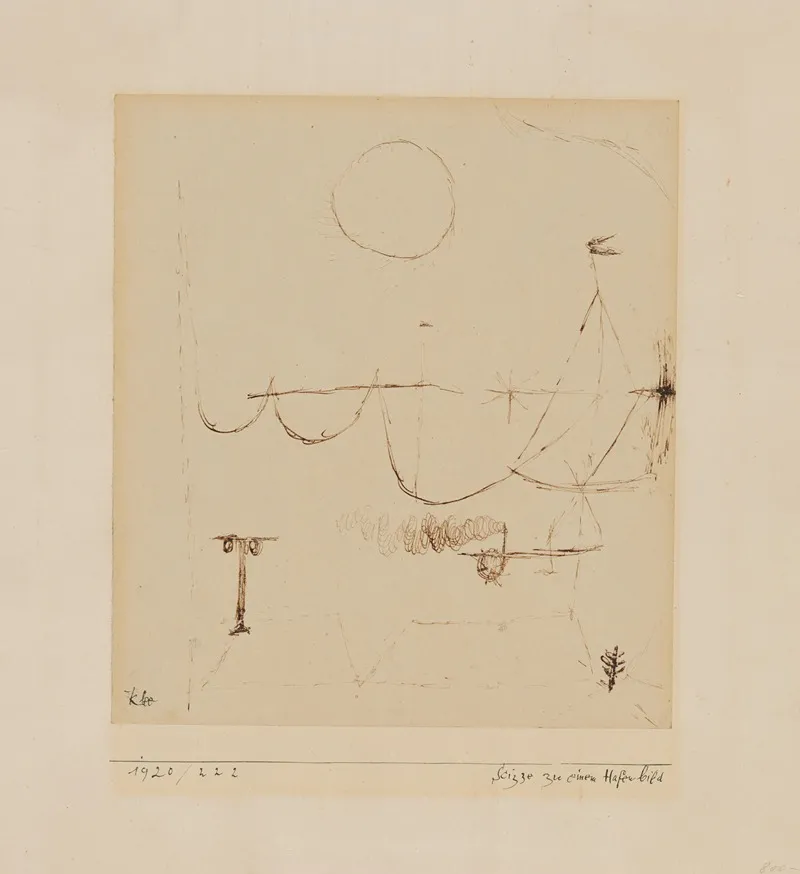 Skizze Zu Einem Hafenbild