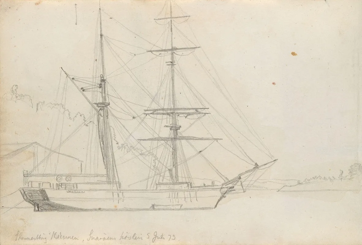 Skonnertbriggen Madamen Ved Snaroya by Hans Gude - Canvas Print