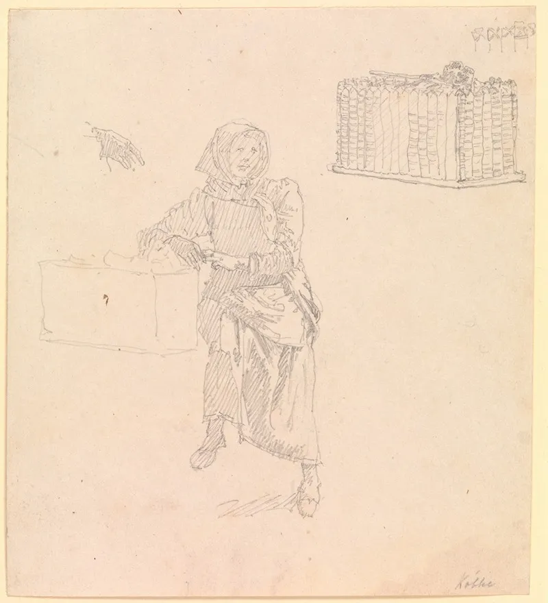 Skovshovedkone Siddende by Christen Købke - Canvas Print