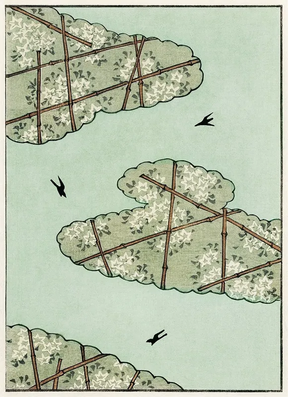 Sky Illustration by Watanabe Seitei - Canvas Print