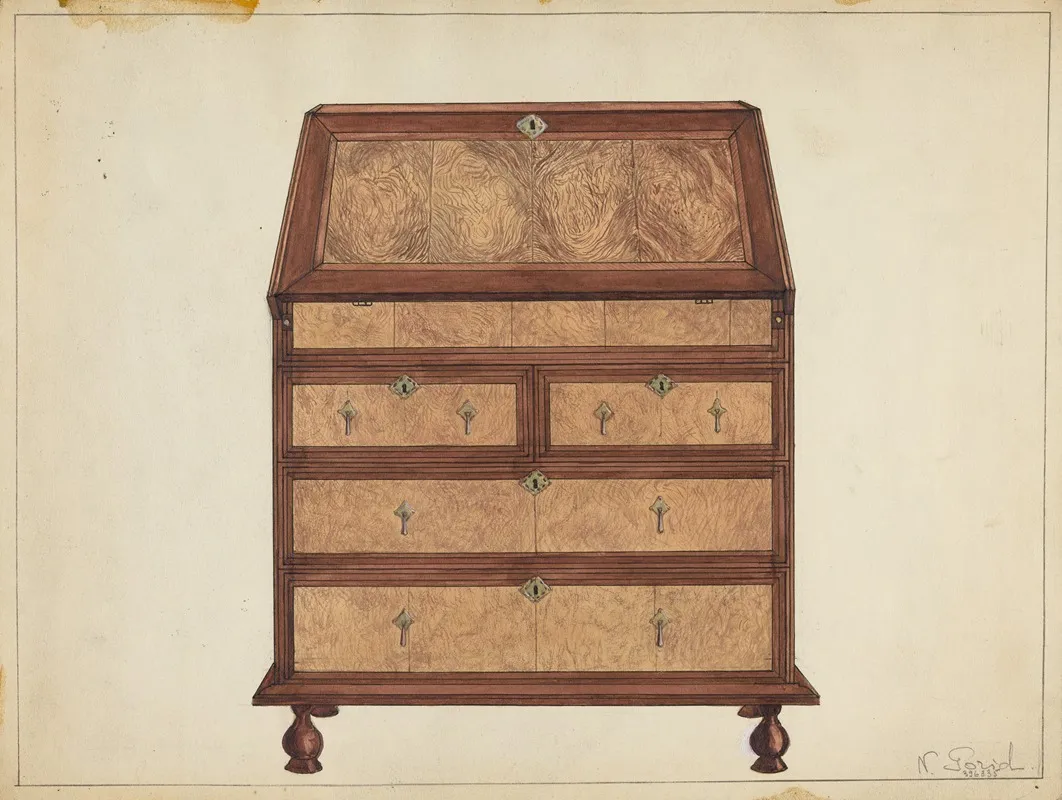 Slant Top Desk by Nicholas Gorid - Canvas Print