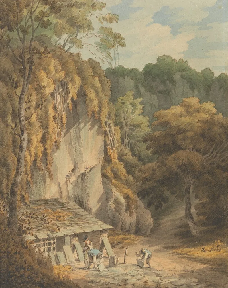 Slate Quarry At Widecombe Devon by John White Abbott - Canvas Print