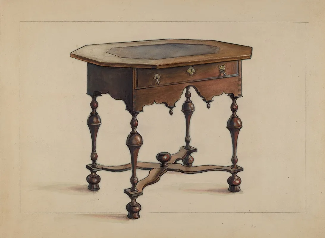 Slate Top Table 2 by M. Rosenshield-von-Paulin - Canvas Print