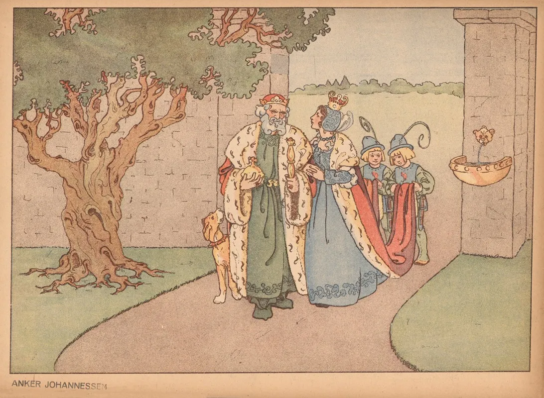 Sleeping Beauty The Queen And King Want A Child by Anker Johannesens Forlag - Canvas Print