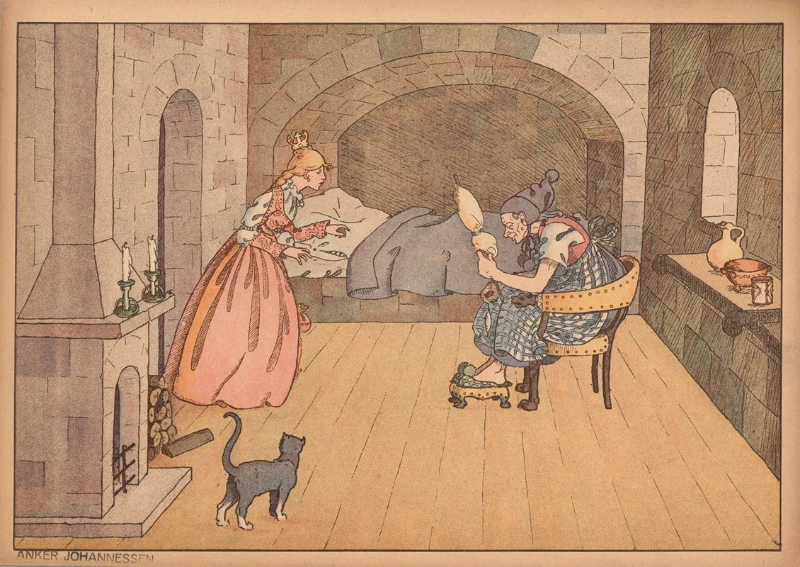 Sleeping Beauty The Spindle by Anker Johannesens Forlag - Canvas Print
