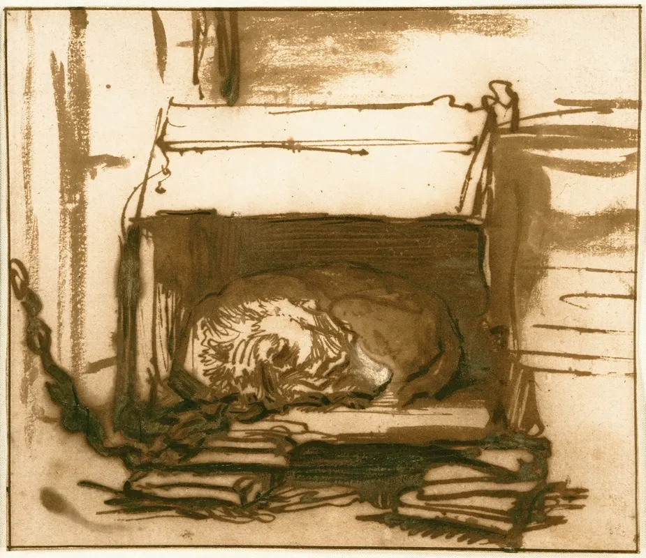 Sleeping Watchdog by Rembrandt van Rijn - Canvas Print