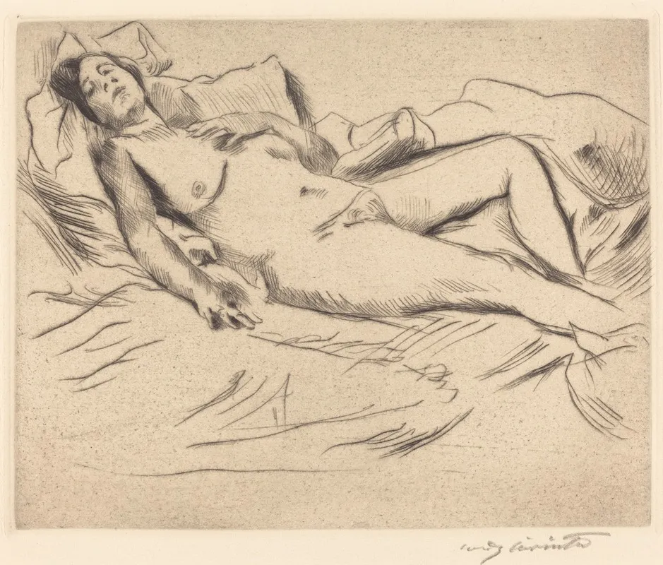 Sleeping Woman Schlafende by Lovis Corinth - Canvas Print