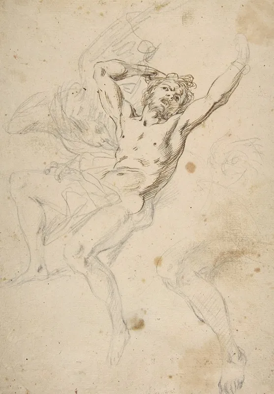Slight Sketch Of Head And Shoulders Of Man In Lead Pencil