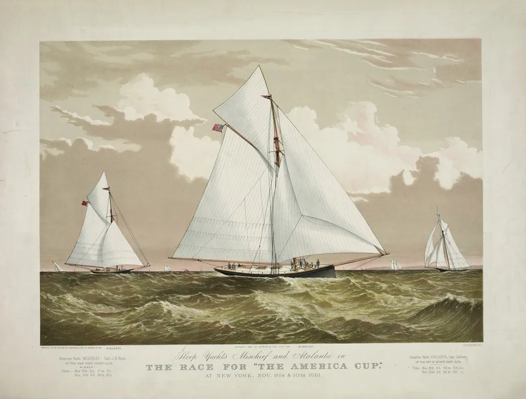 Sloop Yachts Mischief And Atalanta In The Race For The America Cup