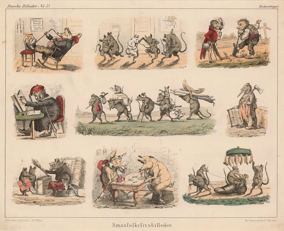 Smaafolkelivsbilleder by Emil Bærentzen - Canvas Print