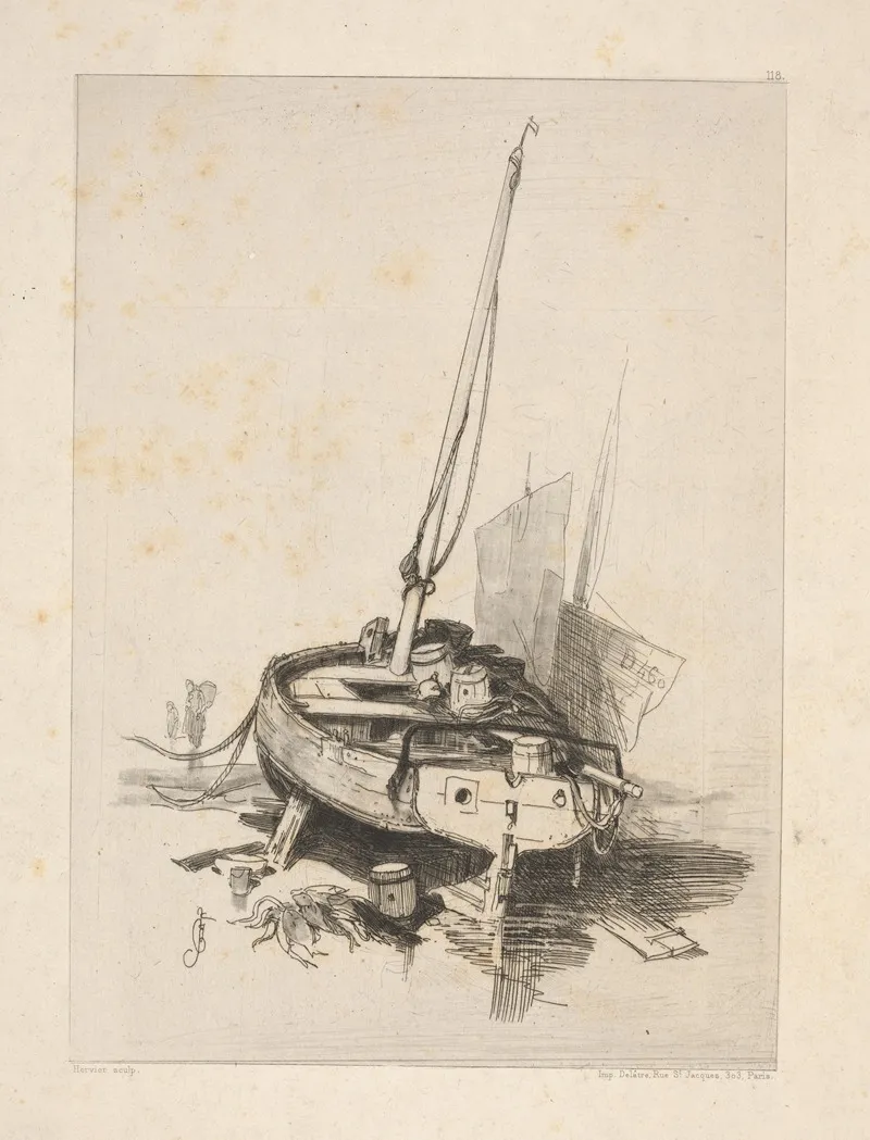 Small Boat From St Valery Somme by Louis-Adolphe Hervier - Canvas Print