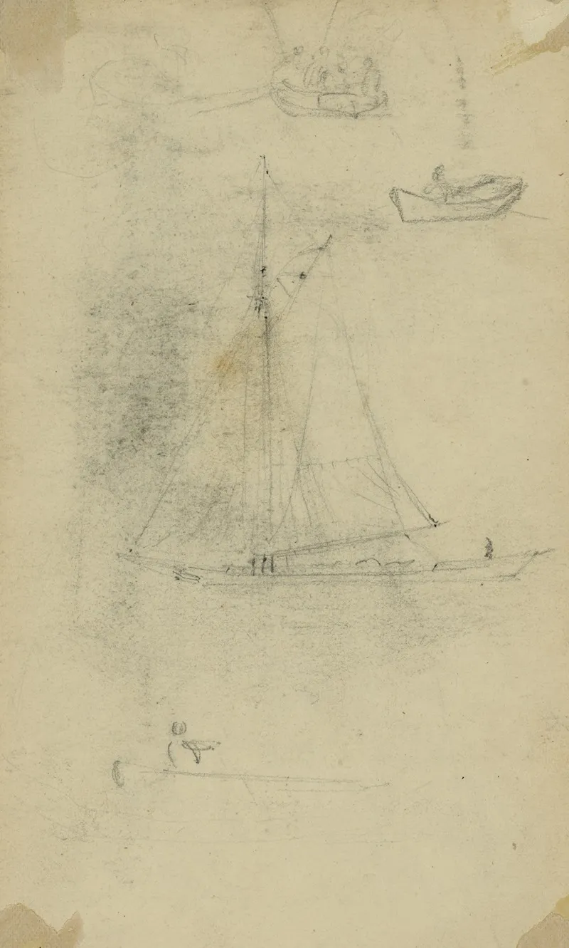 Small Sailboat And Rowboats