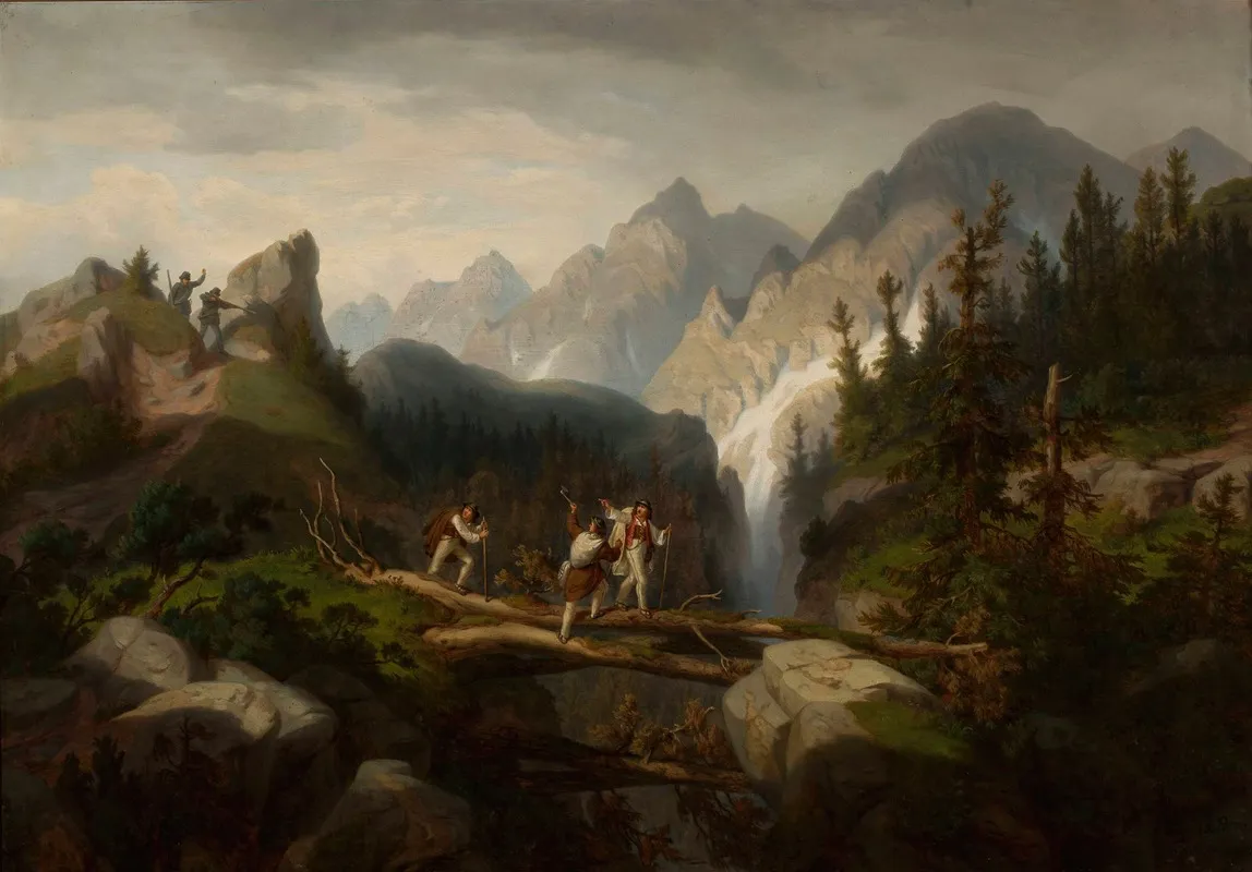 Smugglers In The Tatra Mountains by Alfred Schouppé - Canvas Print