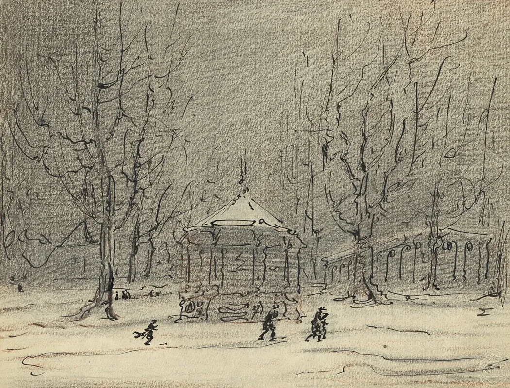 Sneeuwlandschap Met Kiosk