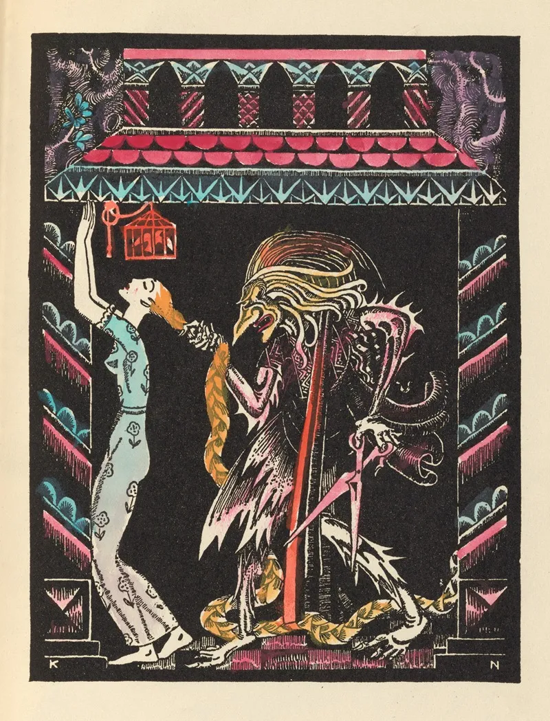 Snip Snap She Cut Off All Her Beautiful Tresses by Kay Rasmus Nielsen - Canvas Print