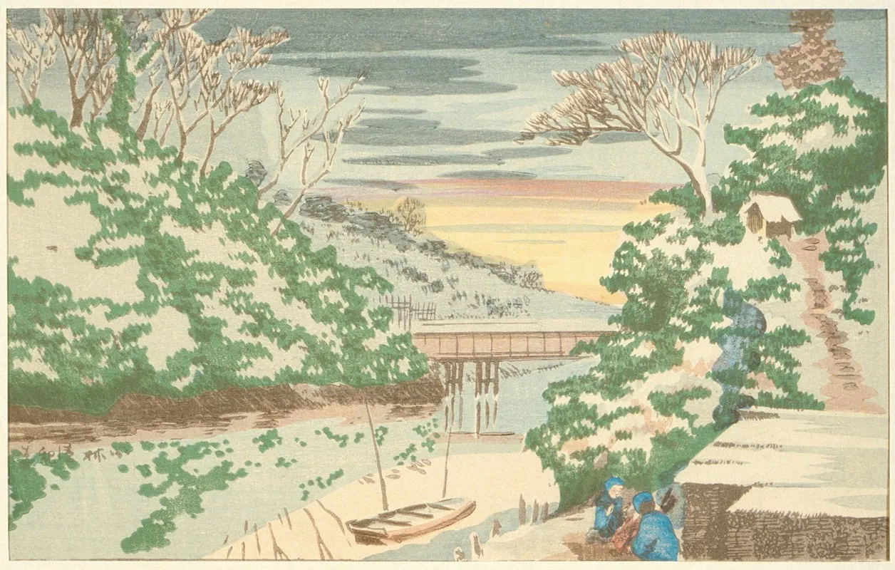 Snow At Ochanomizu 2 by Kobayashi Kiyochika - Canvas Print