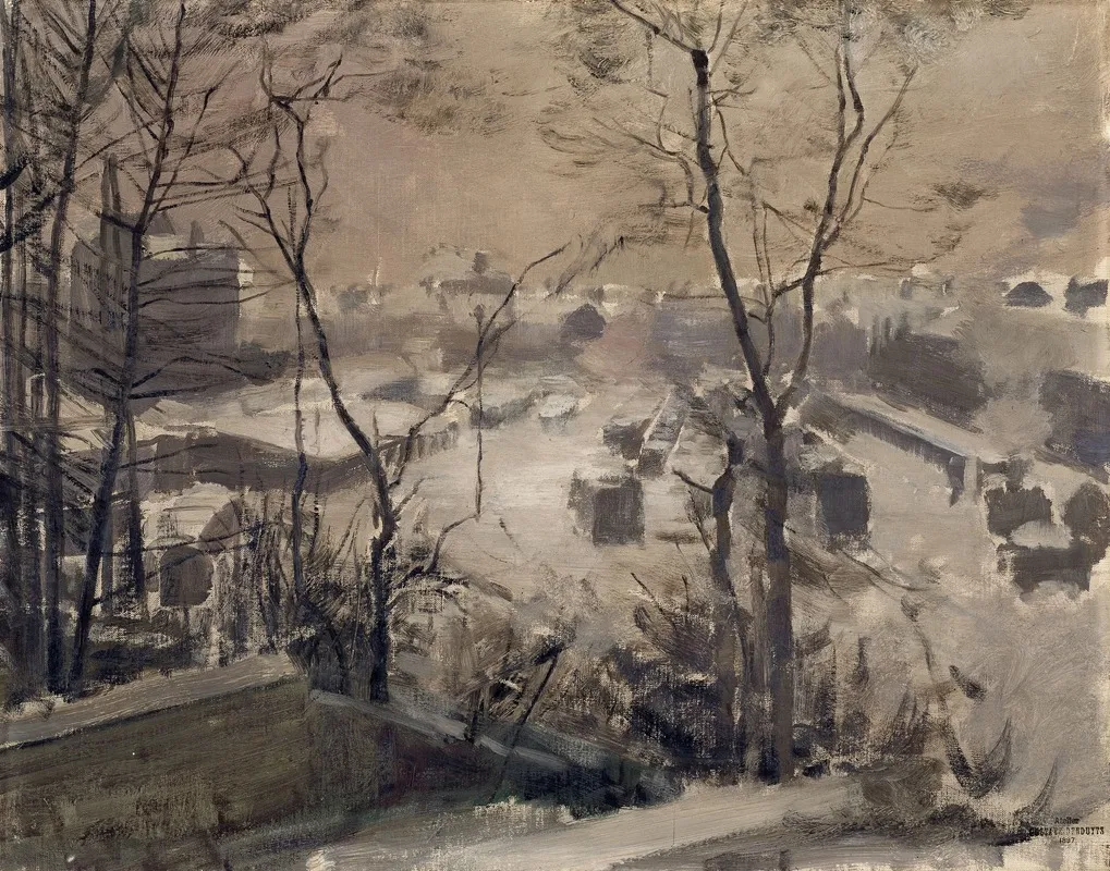Snow Covered Suburb by Gustave Den Duyts - Canvas Print