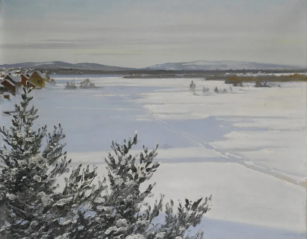 Snowy Landscape 2 by August Hagborg - Canvas Print