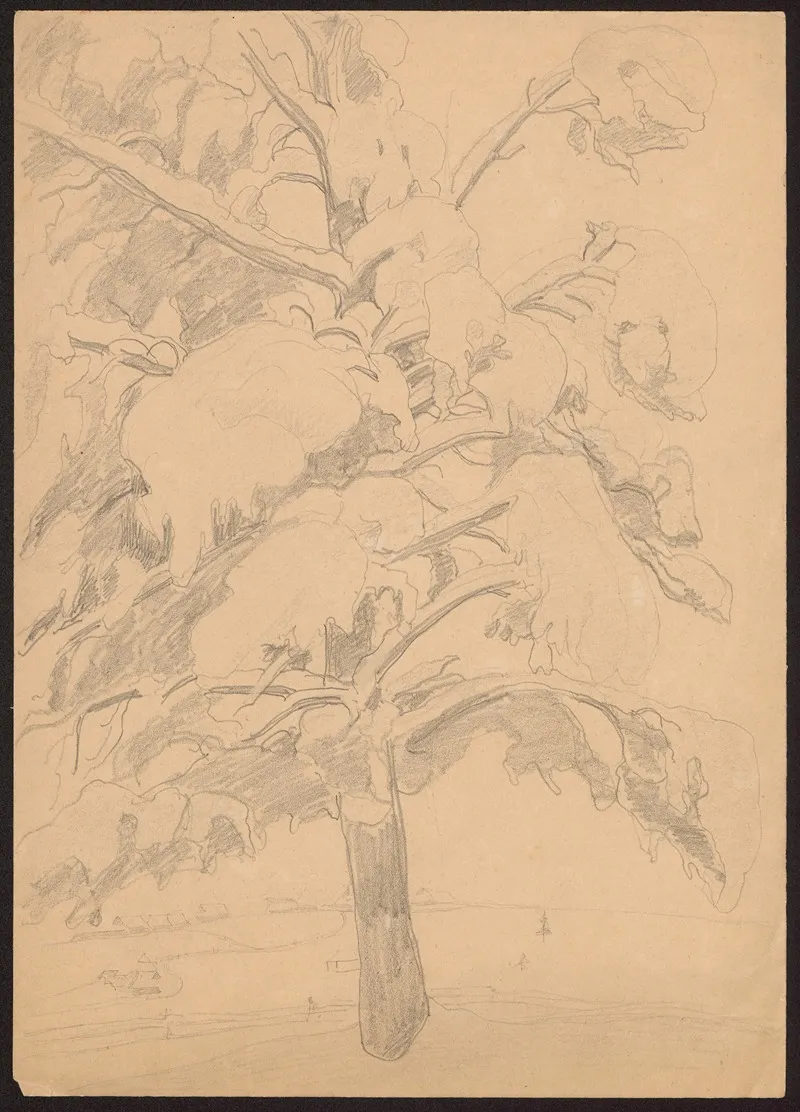 Snowy Tree by Jan Rembowski - Canvas Print