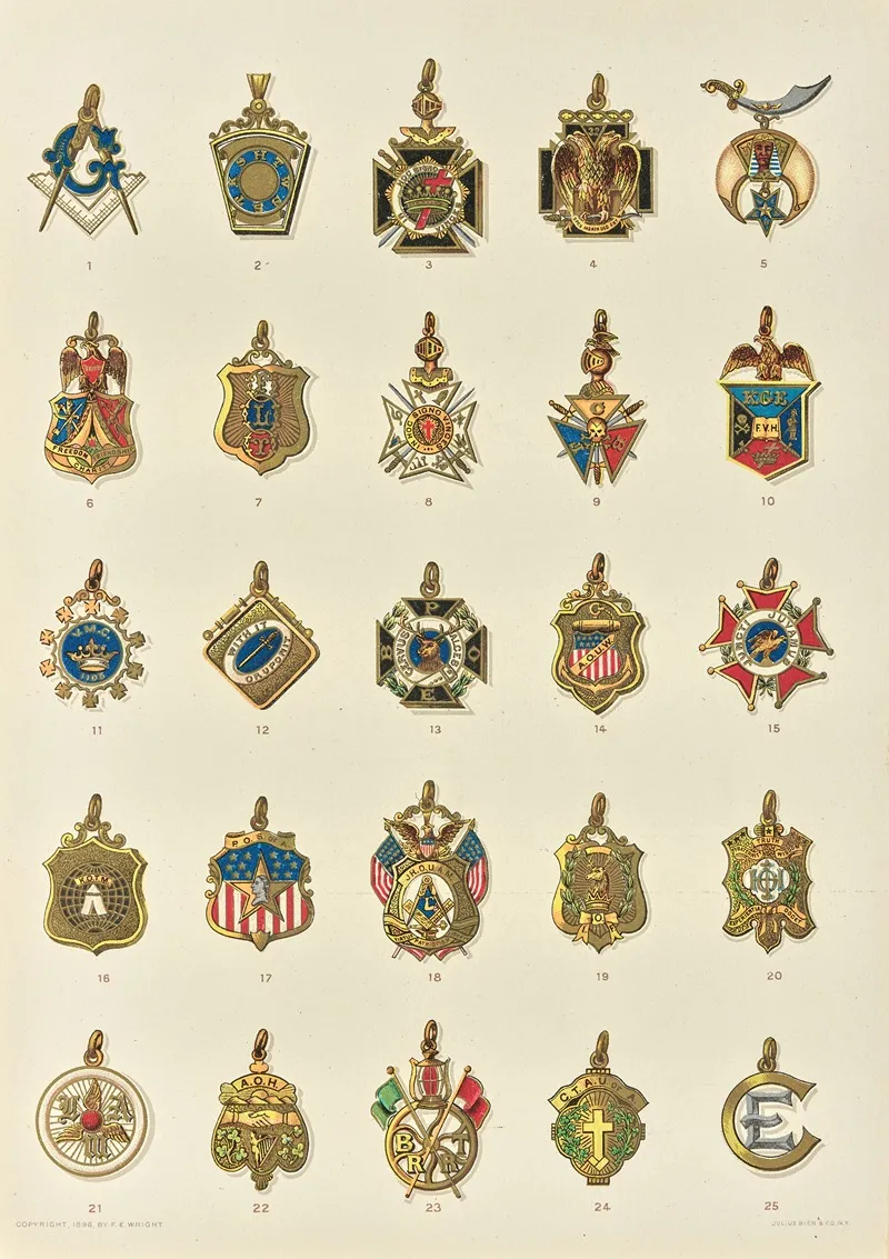 Society Emblems Past Officers Jewels 2 by F. E. Wright - Canvas Print
