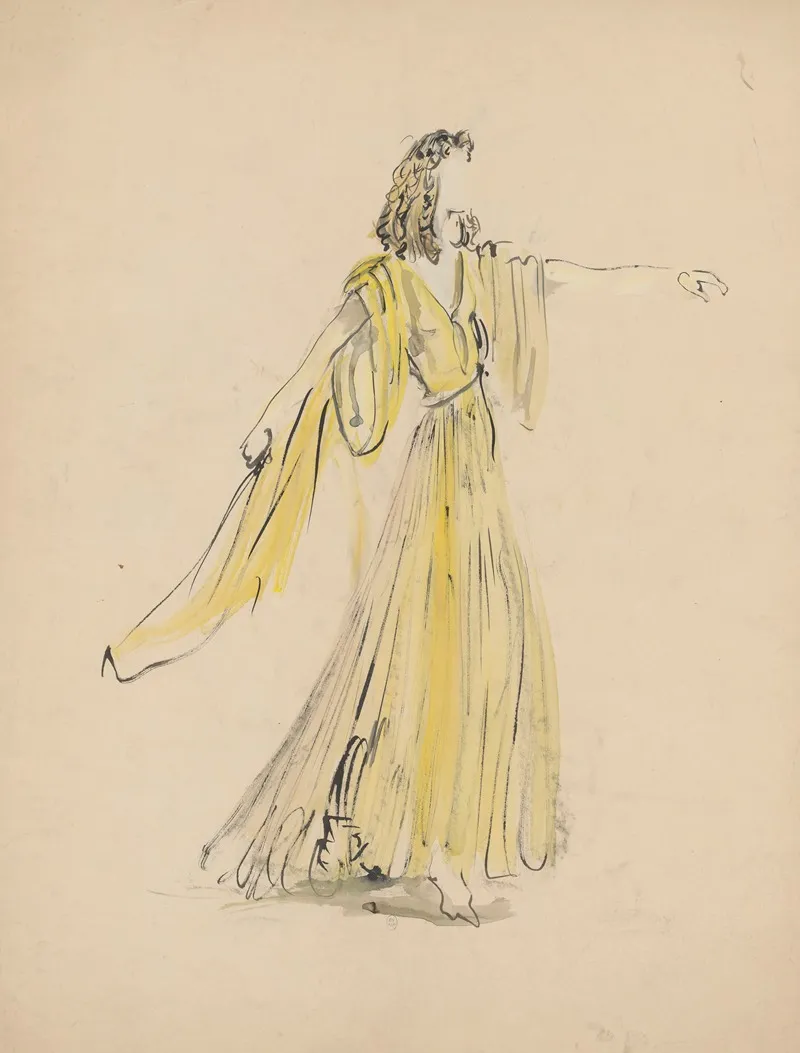 Sodome Et Gomorrhe Maquette De Costume Femme En Robe Jaune by Christian Bérard - Canvas Print