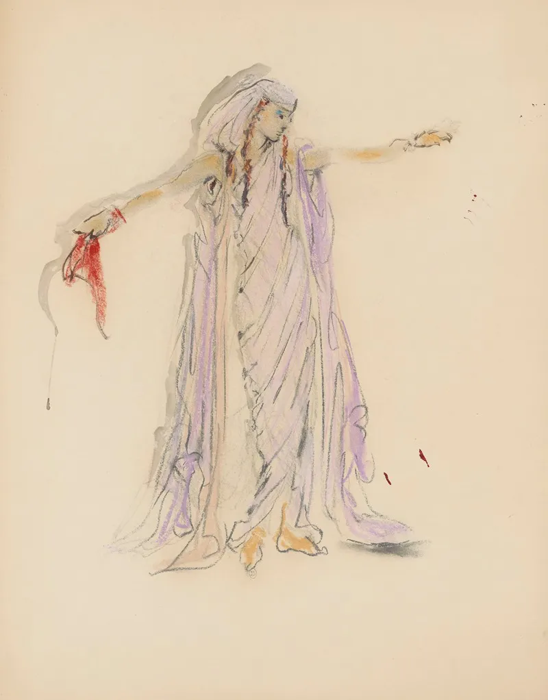 Sodome Et Gomorrhe Maquette De Costume Femme En Tunique Rose by Christian Bérard - Canvas Print