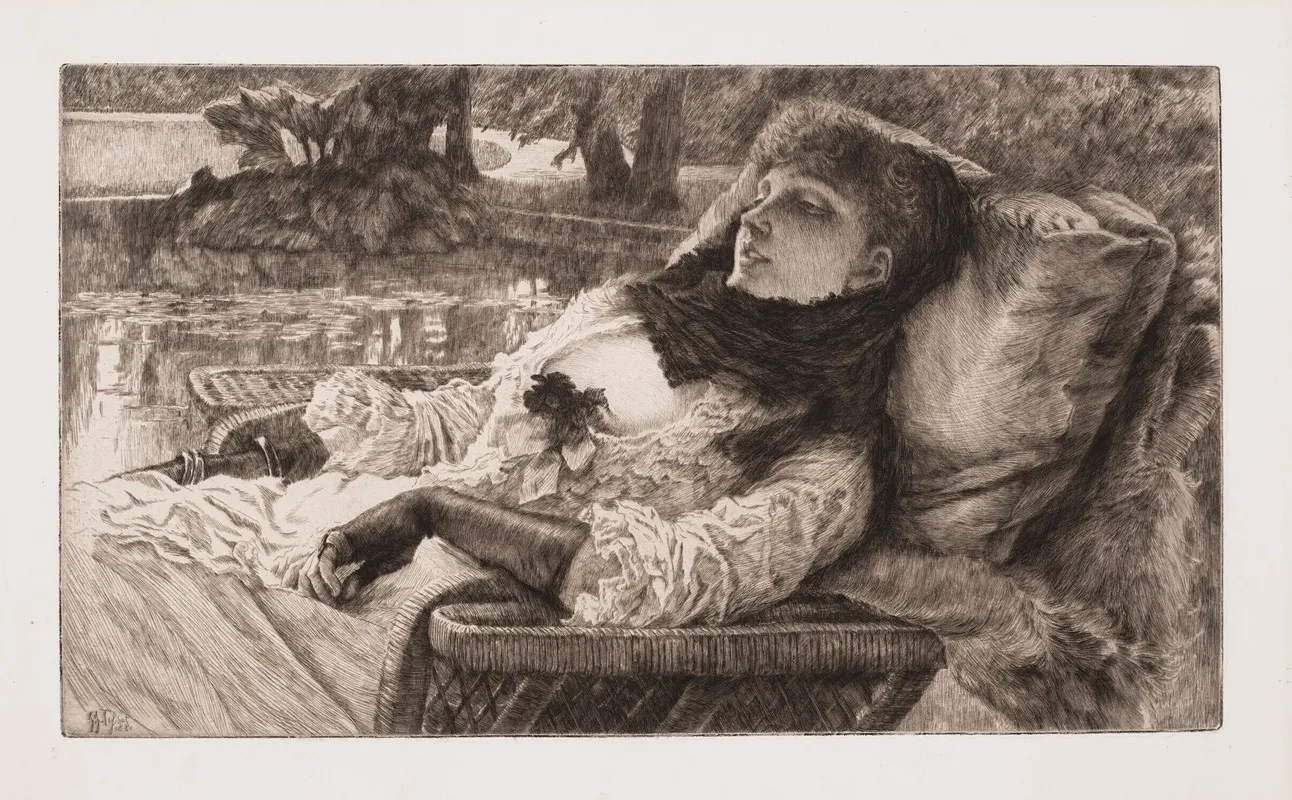 Soiree Dete 2 by James Tissot - Canvas Print