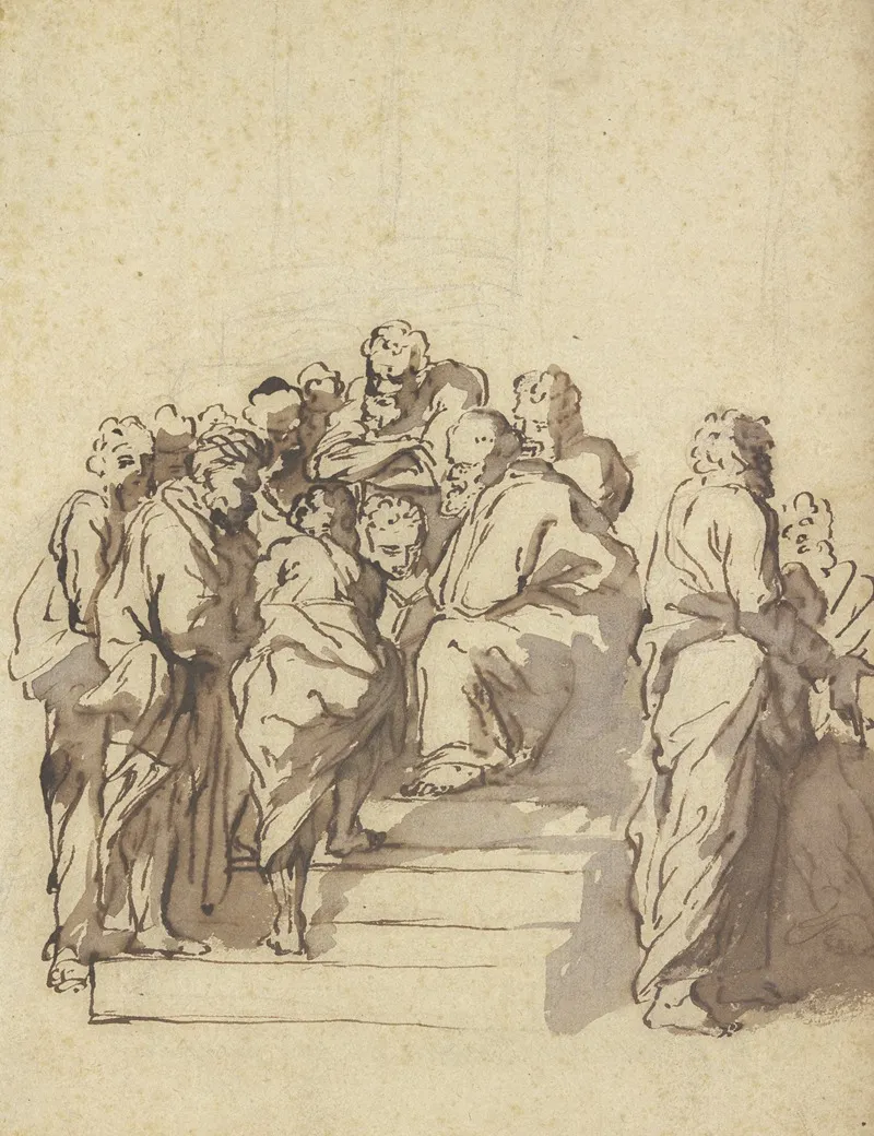 Sokrates Im Kreise Seiner Schuler by Jacob van Schuppen - Canvas Print