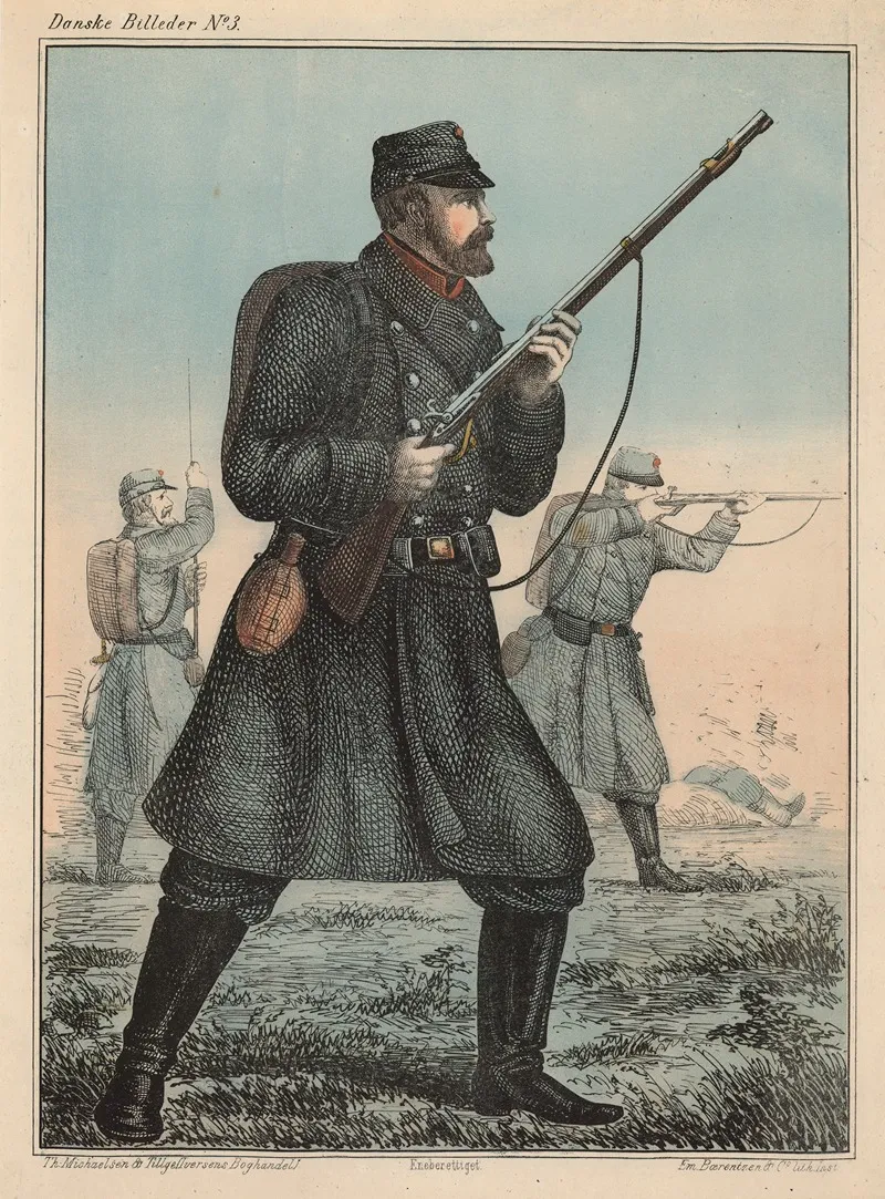 Soldat I Kamp by Emil Bærentzen - Canvas Print