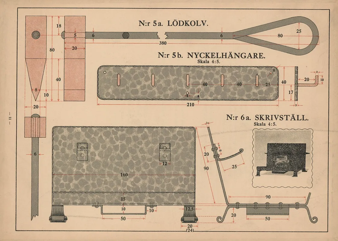 Soldering Iron Key Rack Inkstand