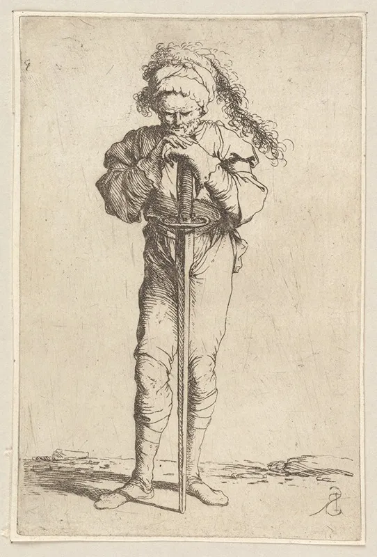 Soldier Holding A Long Sword With Both Hands
