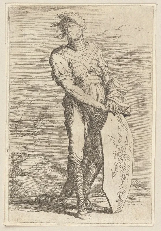 Soldier Holding A Shield