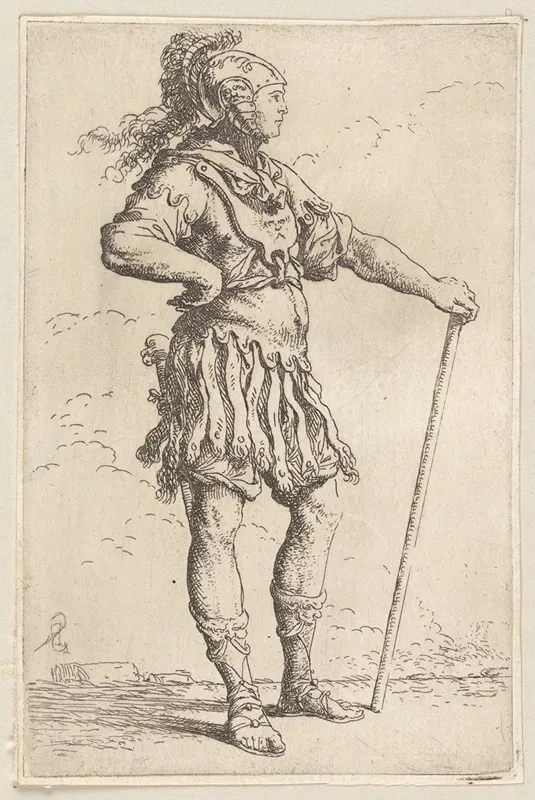 Soldier With Cane Facing Right by Salvator Rosa - Canvas Print