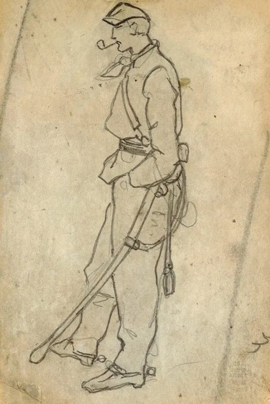 Soldier With Sword And Pipe by Winslow Homer - Canvas Print