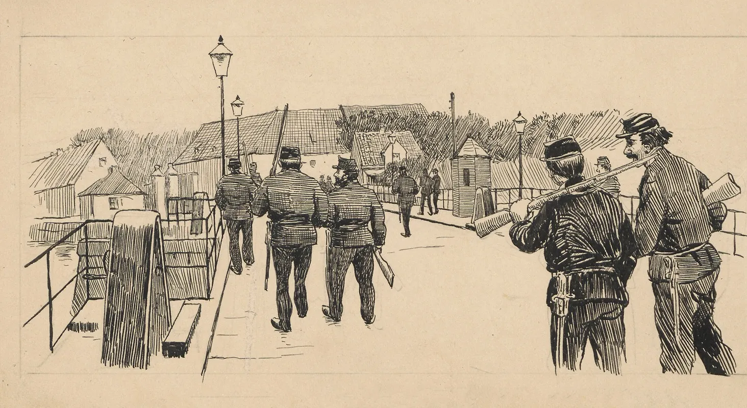 Soldiers Entering A Town In A Relaxed Manner
