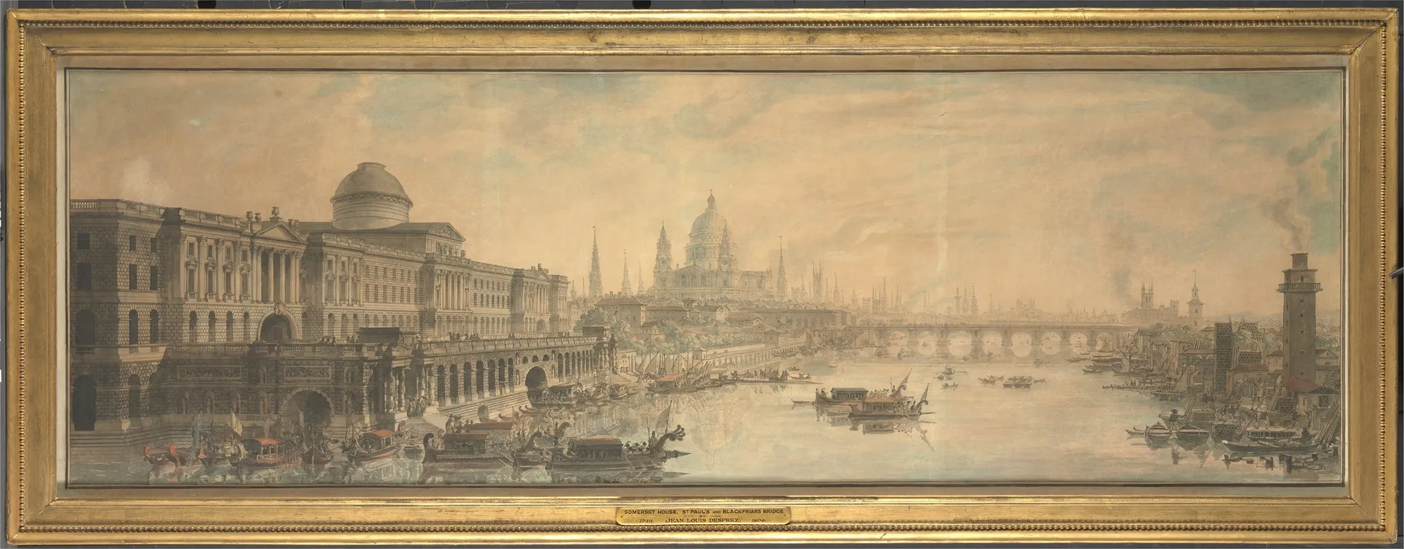 Somerset House Saint Pauls Cathedral And Blackfriars Bridge by Louis Jean Desprez - Canvas Print