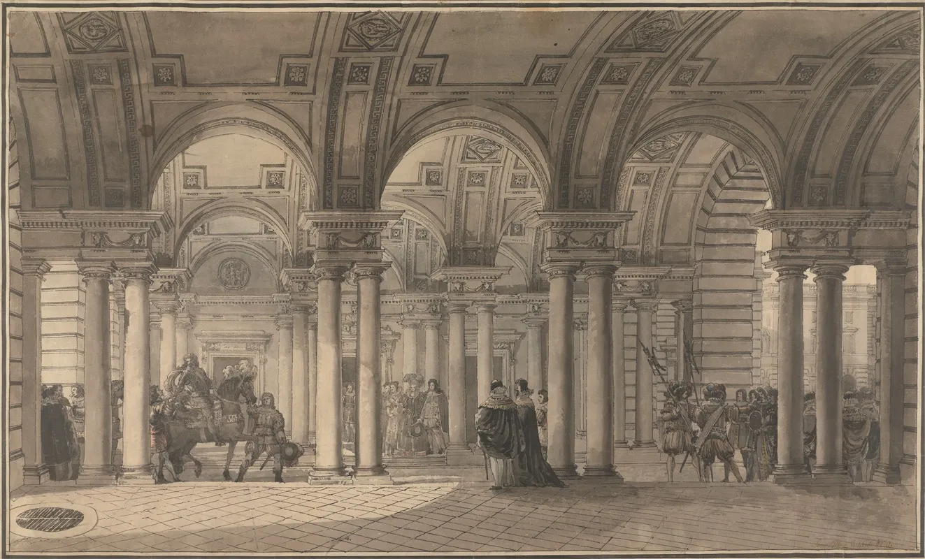 Somerset House The Strand Vestibule by Louis Jean Desprez - Canvas Print