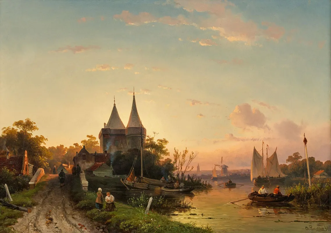 Sommerliche Flusslandschaft by Charles Leickert - Canvas Print