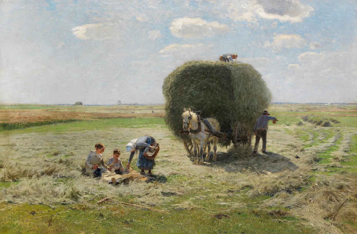 Sommerliche Heuernte by Hugo Mühlig - Canvas Print