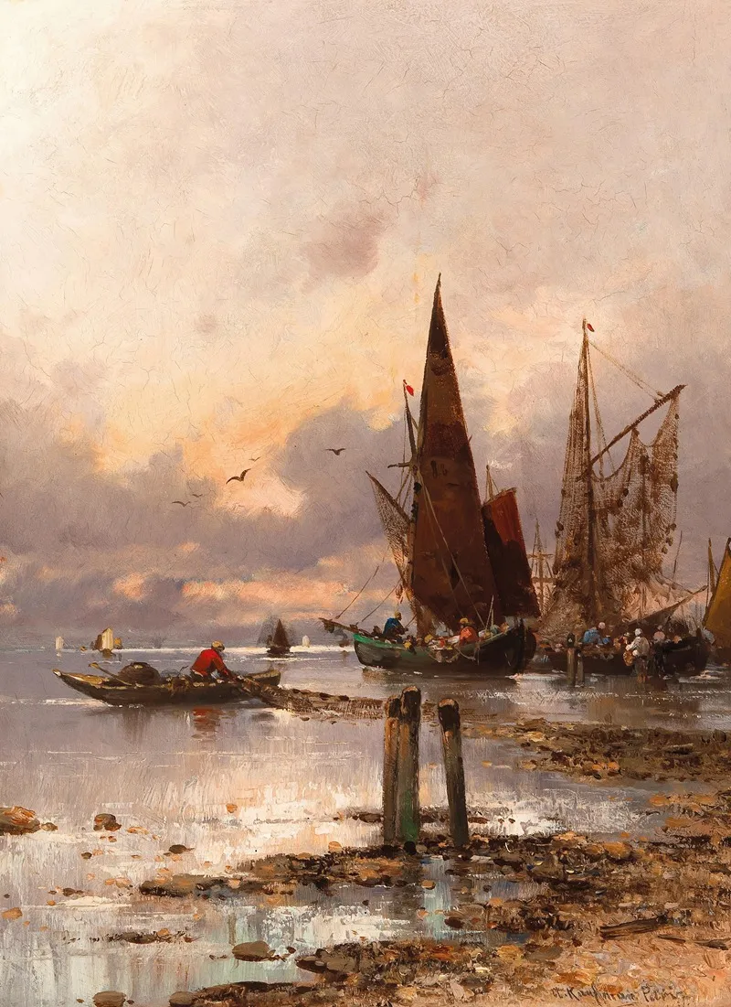 Sonnenuntergang An Der Griech Kuste by Adolf Kaufmann - Canvas Print